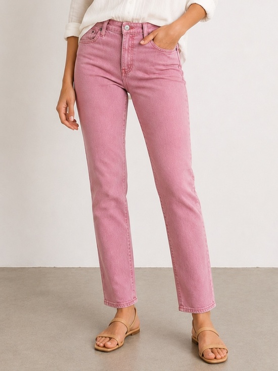 Ag Adriano Goldschmied Denim - AG ADRIANO GOLDSCHMIED Stevie Ankle Slim Straight Pink Stretch Jeans Size 28R